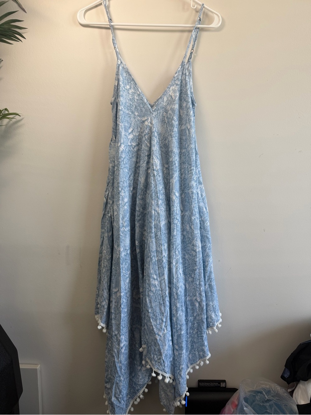 Japna Light Blue Asymmetrical Handkerchief Hem Sundress